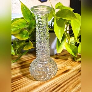 Vintage E.O Brody Hobnail clear glass Bud Vase